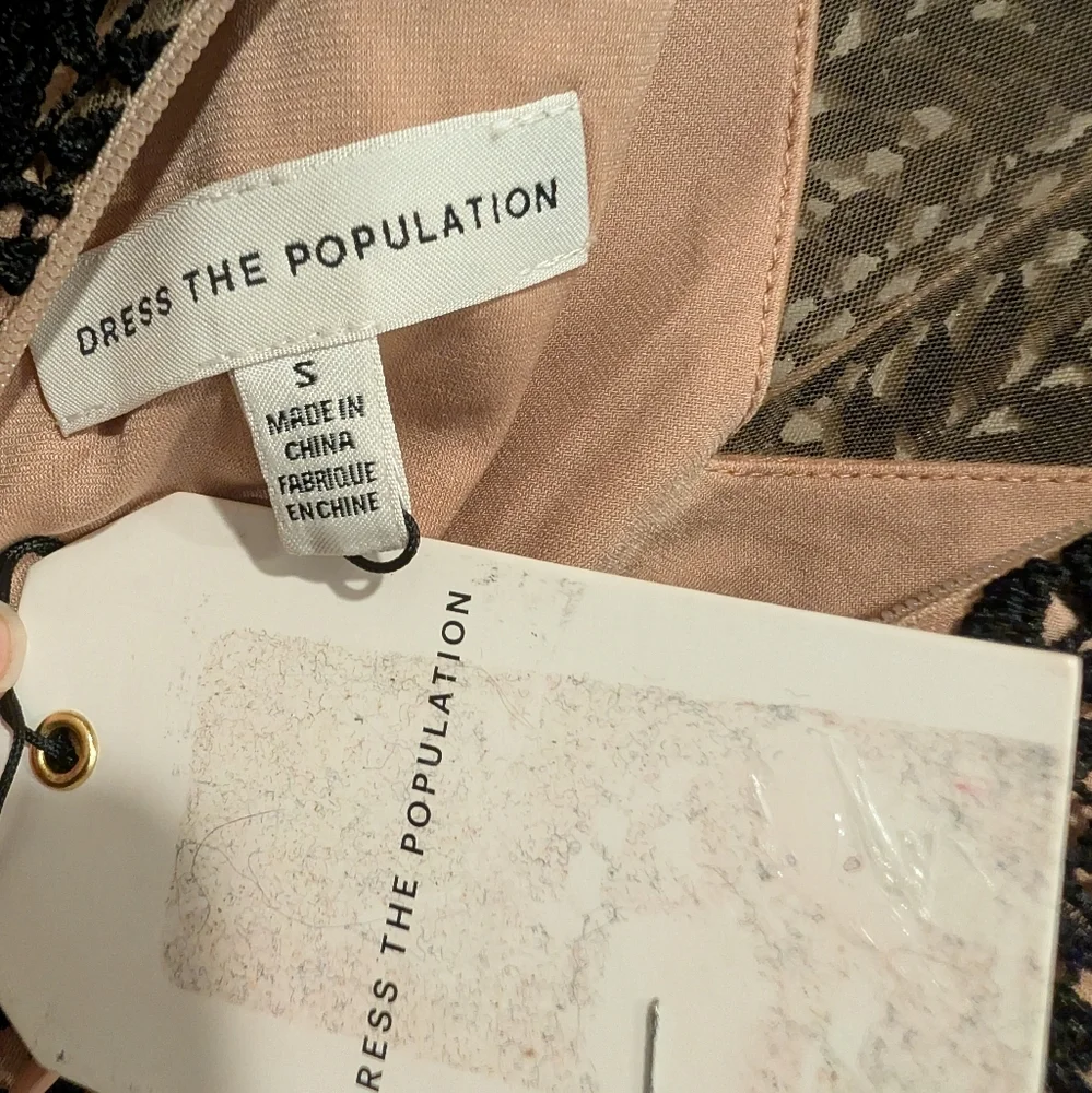 Dress the Population Shane Black Vine Lace Midi Dress Size Small - Picture 9 of 10